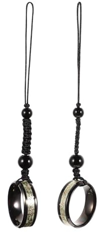 CAXUSD Lanière pour Téléphone Portable en Acier Titane Bague Lumineuse Dragon Noir, Lot de 2 Cordons Suspendus Sécurisés pour Accessoires Téléphone, Porte-clés et Présents Pratiques