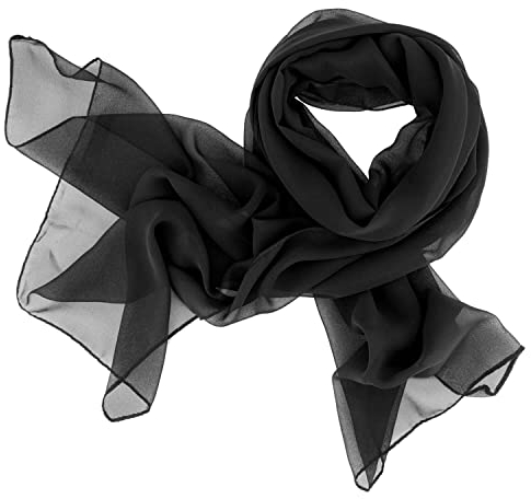 Dolce Abbraccio Damen Schal Stola Halstuch Tuch aus Chiffon für Frühling Sommer Ganzjährig (Schwarz)