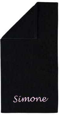 S< XXL Strandtuch personalisiert - 100x200 - Saunatuch - 100% Baumwolle - Stickerei - Strandtuch mit Name Bestickt (Schwarz)