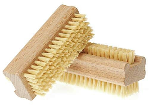 1 PC Wooden Nail Brush Two-sided Handle Manicure Pedicure Nail Scrubbing Brush with Natural Pig Bristles For Men Women Cleaning Nails and Hand
