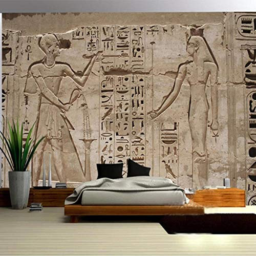 Papier peint intissé Pharaon égyptien ancien, sculpture sur pierre Décoration Murale Poster Tableaux Muraux Tapisserie Photo Trompe l'oeil Fond de TV 300x210 cm
