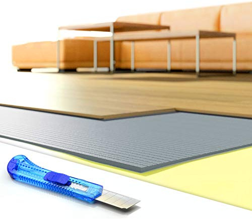 DQ-PP Trittschalldämmung | 70m2 | 5mm stark | XPS grau | 0,5x1,0m Platten | GRATIS Cuttermesser | Dämmung Unterlage für Laminat Boden Parkett Fußboden | Trittschalldaemmung Daemmung Unterlagen