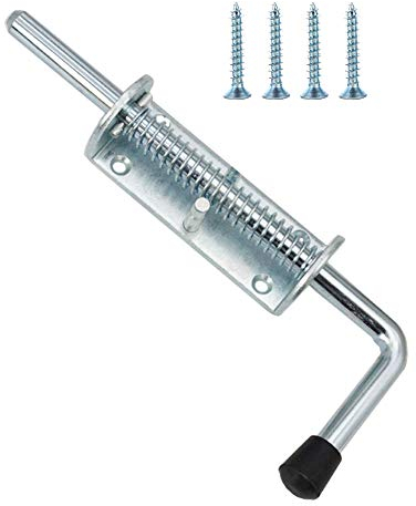 KAIISSA Loquet à Ressort, 220 mm, Verrou à Barillet en Métal avec Poignée, Goupille de Loquet à Ressort Robuste pour Portail de Cour, Abri de Jardin, Remorque, Garage