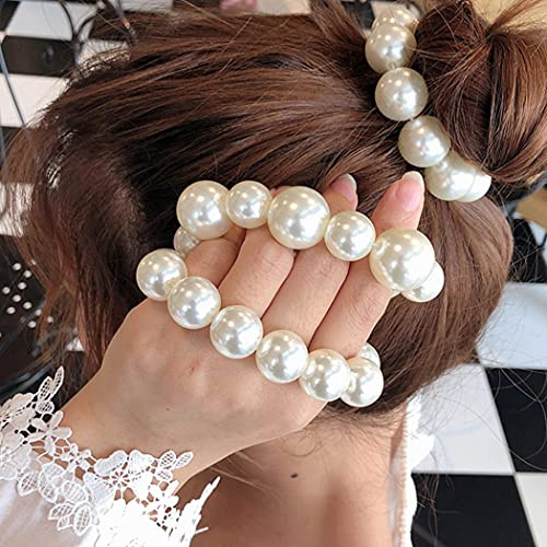 Generse Haargummis mit Perlen Elastische Haarbänder Haare Ringe für Damen und Mädchen 2 Stück