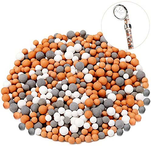 Honoson Lot de 6 perles de rechange pour filtre de douche anion, minéral, pierres d'eau purifiantes pour pommeau de douche filtrant, 3 sortes, diamètre 7-8 mm