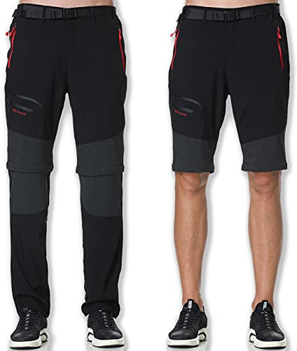 SOLOYEE Pantaloni Uomo Trekking Escursionismo Zip off Convertibili Corti Primavera Estate Outdoor Softshell Impermeabili Ad Asciugatura Rapida Pantaloncini