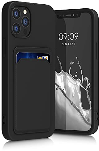 kwmobile Handyhülle für Apple iPhone 12 / iPhone 12 Pro Hülle mit Kartenfach - TPU Case - Kabelloses Laden - Schutzhülle Cover in Schwarz