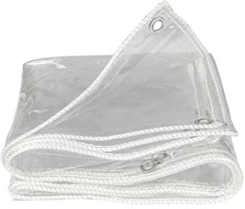 Transparente Plane mit ösen Abdeckplane Wasserdicht 0.35mm - 450 g/m² reißfeste Plane Kunststoffplane Regenblume Pflanze Bedeckt Outdoor Vorhang Seil enthalten (1.7x2m/5.6x6.6ft)