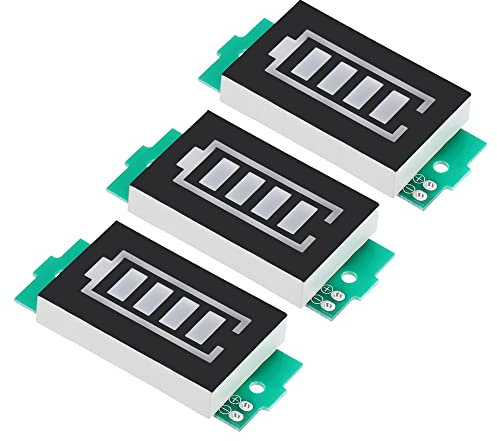 PATIKIL DC 4.2V Lithium Battery Level Indicator, 3 Pack 4 Sections LED Display Capacity Module for Electric Car Battery Test, Blue Light