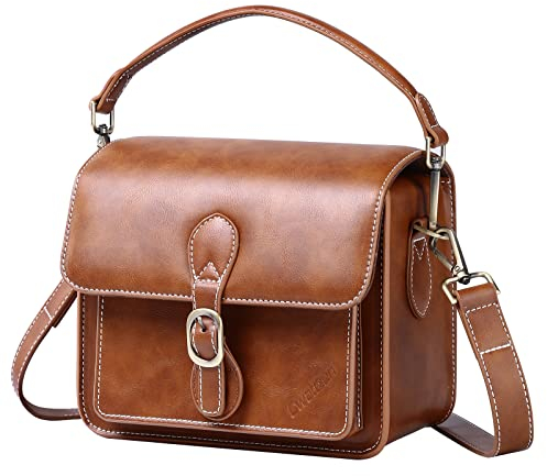 Cwatcun Kameratasche Kamera Umhängetasche Kompaktkamera Tasche Wasserdicht Retro Kompatibel für Canon Nikon Sony SLR/DSLR Spiegellose Kamera und Objektiv Braun, Klein
