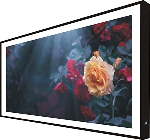 CCRETROILUMINADOS Bild mit lackiertem Holzrahmen in schwarz beleuchtet mit rosa weißen LEDs