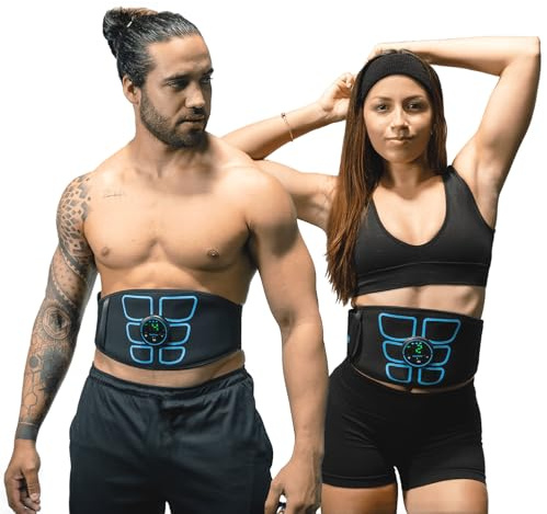 FlexTone Ab Stimulator - Ab Belt Muscle Toner for Men & Women - Electrical Stimulator System for Strengthening & Toning Core - Muscle Machine Workout Equipment - Home Gym Accessory - Black