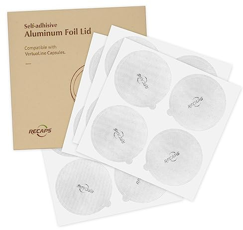 RECAPS Coperchi in alluminio per riutilizzare cialde di caffè compatibili con Nespresso VertuoLine, 500 pezzi da 62 mm (cialde di caffè non incluse)