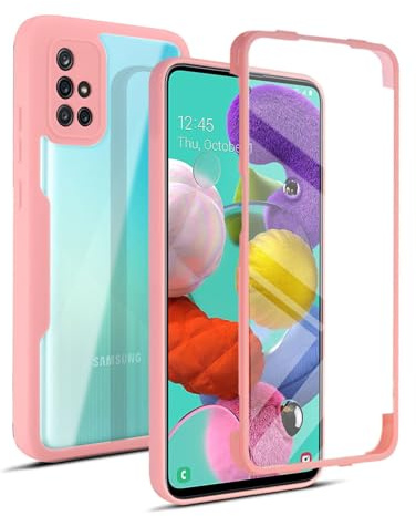 360 Grad Hülle Kompatibel mit Samsung Galaxy A51 | Handyhülle mit eingebautem Displayschutz für Galaxy A51 | Rosa