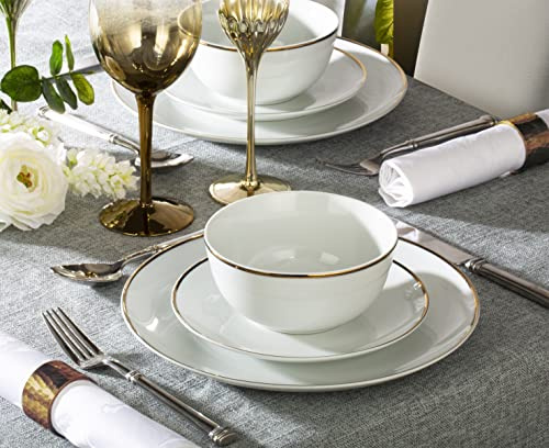 12pc Gold Rim Porcelain Dinner Set