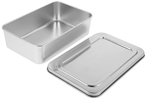 CIYODO Rechteckige Kuchenform Edelstahl Mit Deckel Backblech Backform Für Kuchen Brot Und Desserts Hohe Kapazität Gleichmäßige Wärmeverteilung