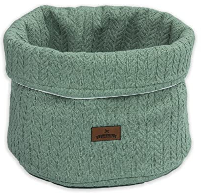 Puckdaddy® Aufbewahrungskorb Ilvy, Grün, Baumwolle, Zopfstrickmuster | 100 % Baumwolle, Grün, Aufbewahrungskorb 22×22 cm, Zopfstrickmuster, OEKO-TEX® geprüft