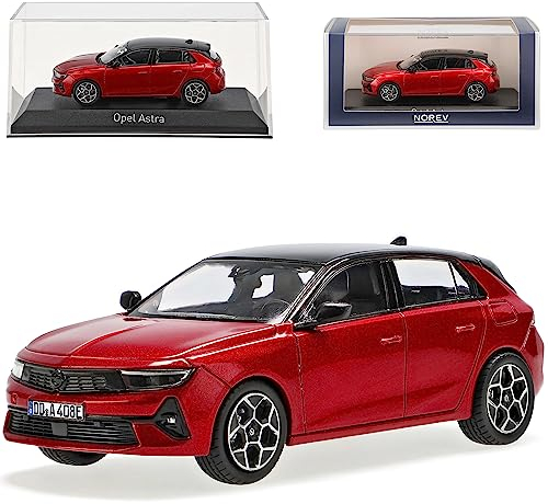 Norev Opel Astra L 5 Türer Rot Metallic Ab 2022 1/43 Modell Auto mit individiuellem Wunschkennzeichen