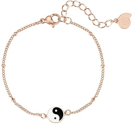 Happiness Boutique Damen Armband mit Yin Yang Anhänger | Wasserfeste Yin Yang Armkette | Kugelkette Armband mit Yin und Yang Design in Gold - Rosegold, Silber | Talisman Symbolischer Schmuck