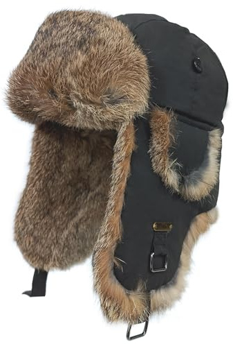 HEYANN Herren Fliegermütze Braun, Ushanka Herren Russenmütze Winter Trapper Hut Wintermütze Warme Russenmütze Ushanka Pelzmütze mit Ohrenklappen für Männer Frauen (2/3XL, Braun)