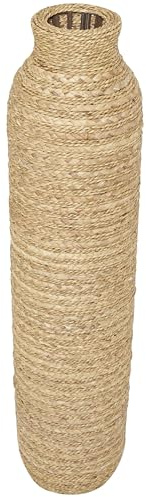 Deco 79 Seagrass Handmade Decorative Vase Slim Woven Tall Floor Centerpiece Vase, Vase for Home Decoration 9 x 9 x 40, Brown