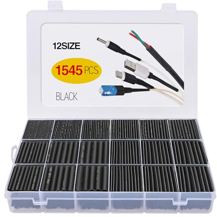 1545 Uds Termoretractil para Cables Funda Tubo Termoretráctil Con Protección Aislante Ignífugo Cinta Juego De Manguitos Para Cables En 12 Tamaños Surtidos De 1 A 13 mm