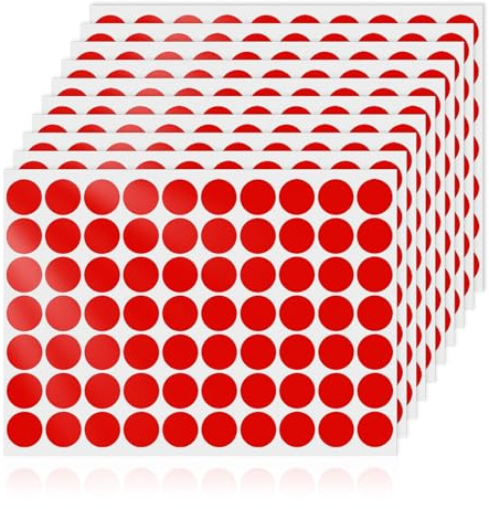 YIKIADA 700 Stück Rot Klebepunkte Aufkleber 25 mm Vinyl Selbstklebende Abnehmbar Runde Etiketten Wasserdicht Punktaufkleber für Büro