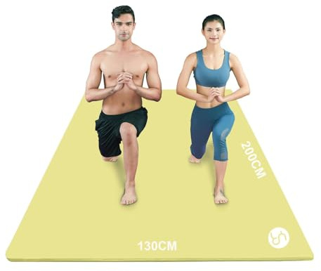 RYTMAT Yogamatta XXL 200 x 130 cm NBR 15 mm tjock och bekväm gymnastikmatta för hemmagym yoga pilates, föräldrar-barnaktiviteter, seniorträning, lekmatta för hundar