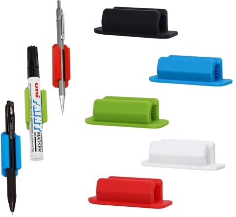Elitecran 5 Pcs Silicone Pen Holders, Desk Self-Adhesive Pen Holder Clip, Silikon Stifthalter für Schreibtisch, Stifthalter Clips Selbstklebend für Pen Office Accessories for Desk, Teacher Supplies