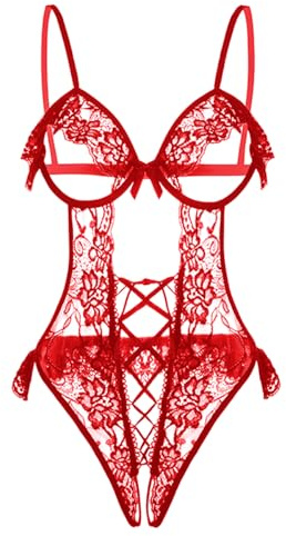 Satohom Donna Lingerie Body Pizzo Babydoll ReggisenoUno Pezzo Biancheria Intima da Notte Intimi Pigiama Sleepwear Svuotato Trasparente Aperto Lingerie Costume Erotico Bodysuit