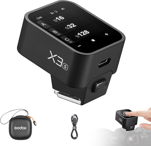 Godox X3-S Kabelloser Blitzauslöser OLED Touchscreen für Sony Kamera 2.4GHz Kabelloser 1/8000S HSS TTL Tcm Funktion Eingebauter Akku Rechargeable (Typ-c) Remote Kamerablitz Abzug für Sony