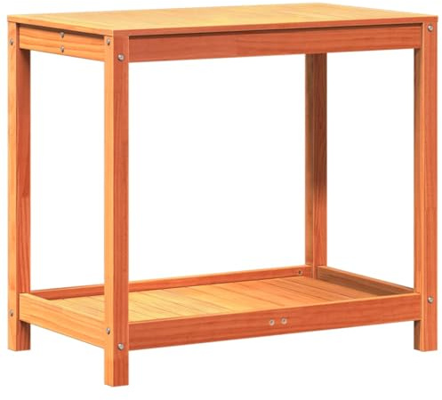 vidaXL Pflanztisch, Gärtnertisch mit Ablage, Blumentisch für Garten Balkon Terrasse, Gartentisch Arbeitstisch, Wachsbraun 82,5x50x75cm Massivholz Kiefer