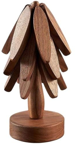 Muteitt Dessous De Plat en Bois pour Plats Chauds, Ensemble De Dessous De Plat en Forme d'arbre pour Décoration De Cuisine, Dessous De Verre Antidérapant Chaud, Dessous De Plat