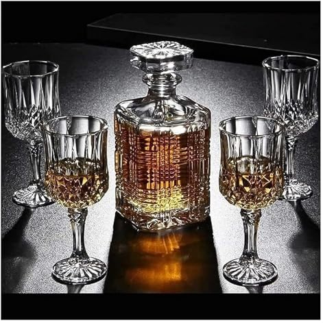 Decantador de whisky，Jarra y vaso de whisky Decanter Decanter Wine Decanter Juego de 7 decantadores y vasos de cristal con tapa 750 ml