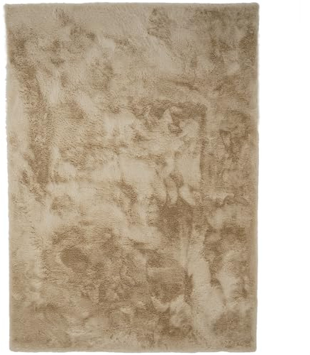 Consilio Concept Cloud Fellteppich 120x170 beige braun Teppich Supersoft 39 mm Höhe Soft weich Hasenfell Imitat beige braun Wohnzimmerteppich Kinderzimmerteppich Küchenteppich Flurteppich