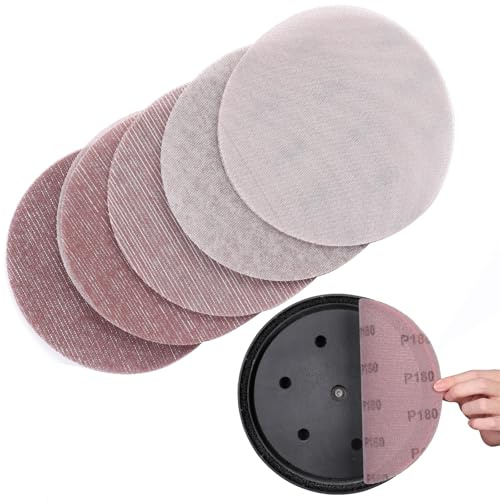 Sruhrak 25 Stk 225 mm Schleifgitte Klett Körnung 80 bis 400 Schleifnetz Set | Rund Schleifpapier für Trockenbauschleifer Schleifgiraffe, Netzschleifpapier für Holz, Metall, Auto, Lack