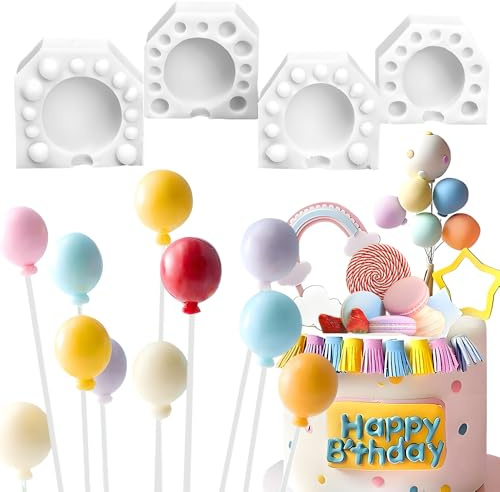 Lot de 2 paires de moules ronds en silicone pour sucettes en forme de ballon - Moules à sucettes en silicone - Moules en argile polymère - Moules 3D pour fondant - Moule à chocolat - Moule à bonbons