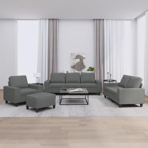 Homgoday 4-TLG. Sofagarnitur Dunkelgrau Stoff Wohnzimmersofa Sitzsofa Sofa Couch Loungesofa Gästesofa Polstersofa Couchgarnitur Sitzmöbel für Wohnzimmer Büro