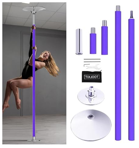 Pole Dance Stange Tanzstange aus Silikon, violett, Trainingsstange for Zuhause, Wohnungen, robustes, verstellbares Tanzstangen-Set for 2,7 m, 2,8 m, 3 m, 3,3 m hohe Decken(3.2M-3.6M(10.5ft-11.8ft))