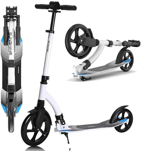 GHBXJX Scooter 230mm XXL Wheel, Kinder Roller Erwachsene mit Federung | Cityroller für Erwachsene klappbar und höhenverstellbar | Tretroller Erwachsene | Cityroller Kinder ab 6+,Weiß