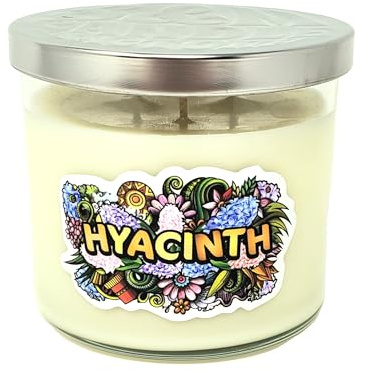 Hyazinthenkerze ~ Sehr starker blumiger Duft – ganz natürliche Premium-Soja- und Kokosnusswachskerze ~ stark duftend ~ großes Glas mit 3 Dochten