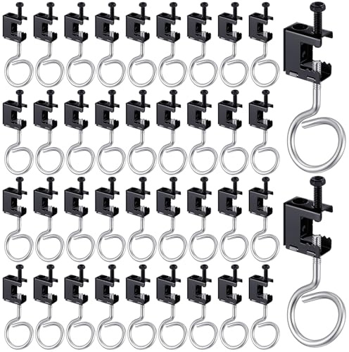 Tandefio 1/4 x 20 Spring Steel Beam Clamps Metal Beam Hangers Bolt on Clamp with Metal Machine Threaded Bridle Rings for Pipe Cable Woodworking Tool(1 1/4 Inch Bridle Rings)