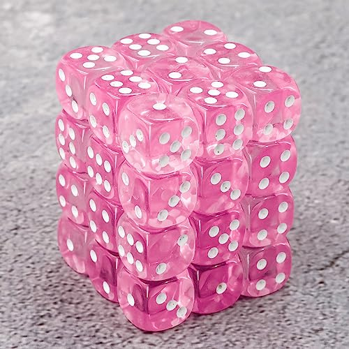 Epic Forge Set med 36 6-sidig tärning - 12 mm - transparent rosa