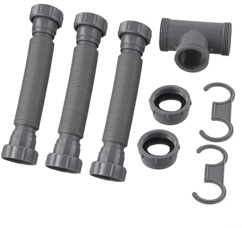 Verstellbares Doppelspülen-Ablauf-Set, flexibler P-Falle, 3,8 cm und 3,8 cm Rohre, ausziehbar 20,3–81,3 cm, mit Silikondichtungen für Küche, Badezimmer