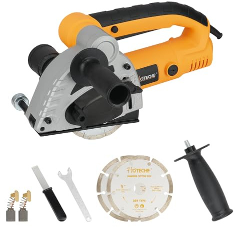 Hoteche 125mm 1500W Grabenfräse | Kupferdrahtmotor, Weichstart, 8500RPM, Mit 2 Diamant - Scheiben, in Farbschachtel