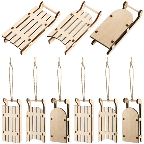 SOIMISS 9 Stück Teiliges Unvollendete Holzschlitten Modelle Miniaturschlitten Weihnachtsdekoration für Tisch DIY Robustes Holzmaterial für Feiertage und Besondere Anlässe