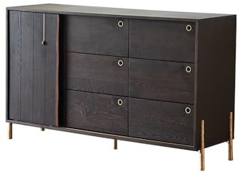 AERTSDFGT Modernes Buffet-Schrank 150x45x80cm Massivholz-ESS-Seitenschrank, Wohnzimmer-Eingangs-Aufbewahrungstisch, Retro-Schiebetür-Aufbewahrungsmöbel Vitrinenschränke