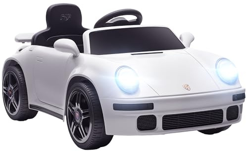AIYAPLAY Voiture électrique Enfants sous Licence RUF CTR 2017, véhicule électrique 12V, télécommande 2,4G, phares, Musique, klaxon, démarrage Lent, pour 3 à 6 Ans, Blanc