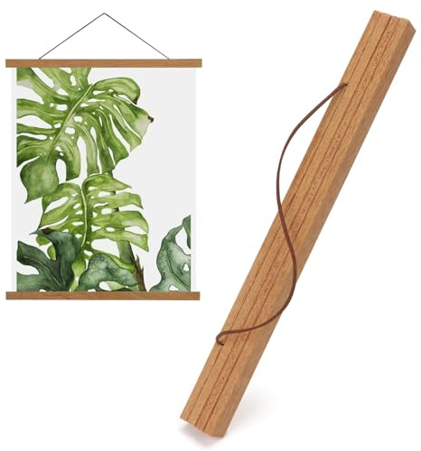 Posterleiste 41cm, Magnetisch Posterschiene, Poster Aufhänger Bilderleiste Holz für Wandbilder und Poster, Bilderrahmen Posterrolle für Leinwände, Fotos und Drucke (41cm, 1pc)