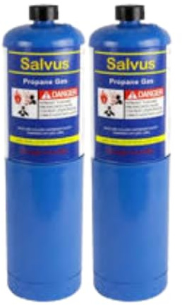 2 X Salvus Propane Gas Cylinder | 400 Gram Gas Bottle of Blow Torch Burner